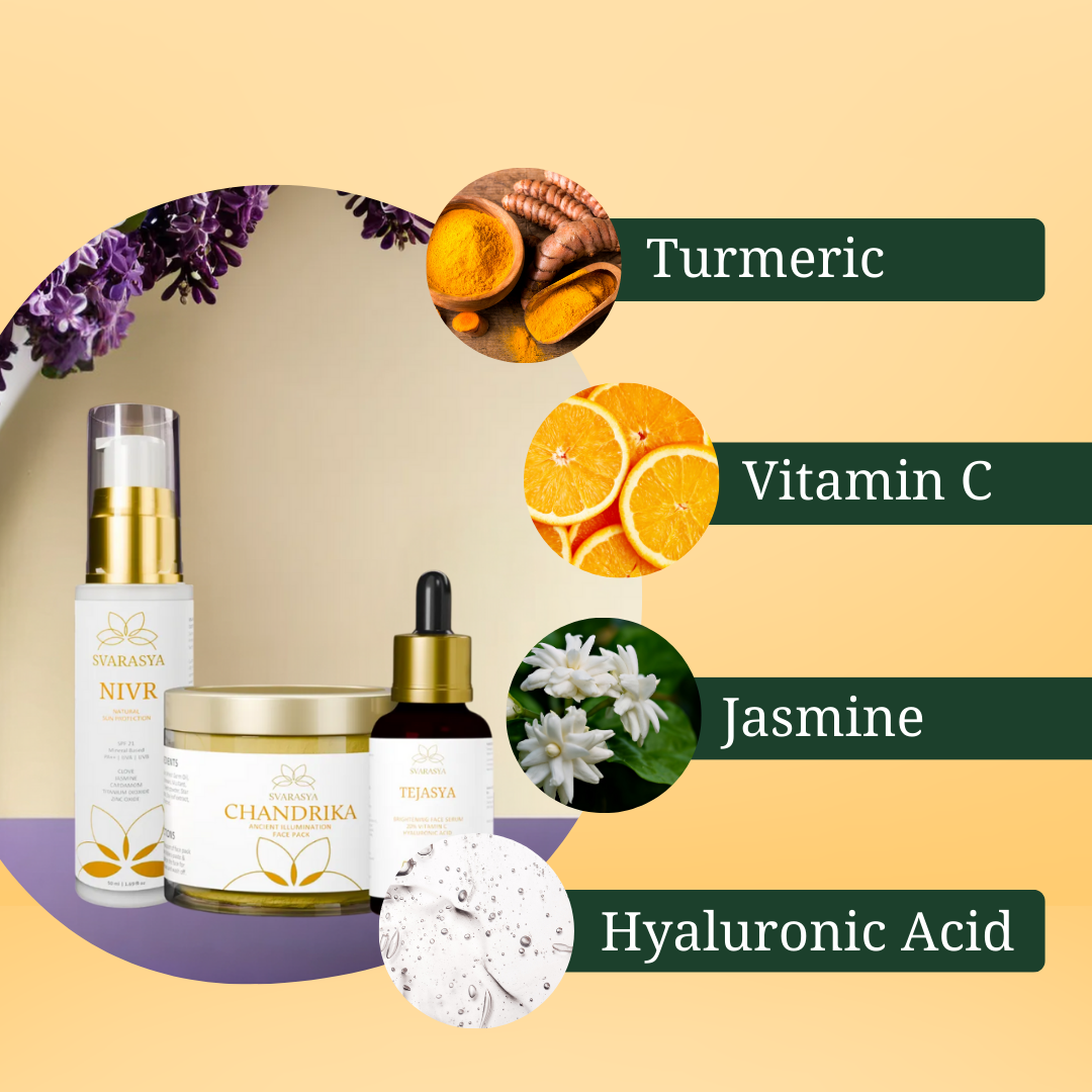 Dry Skin Ritual "Suvarna" for Skin Hydration & Anti-Aging | Ubtan, Face Serum & Sunscreen