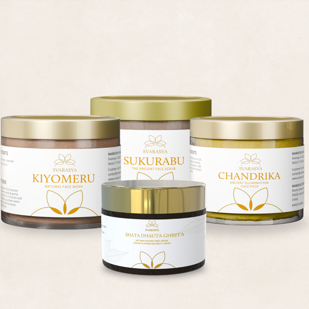 Dry Skin ‘Pre-MakeUp Primer’ Ritual "SAUNDARYA" for Clear, Velvety, & Luminous finish for| Face Wash, Scrub, Face Mask & Moisturizer