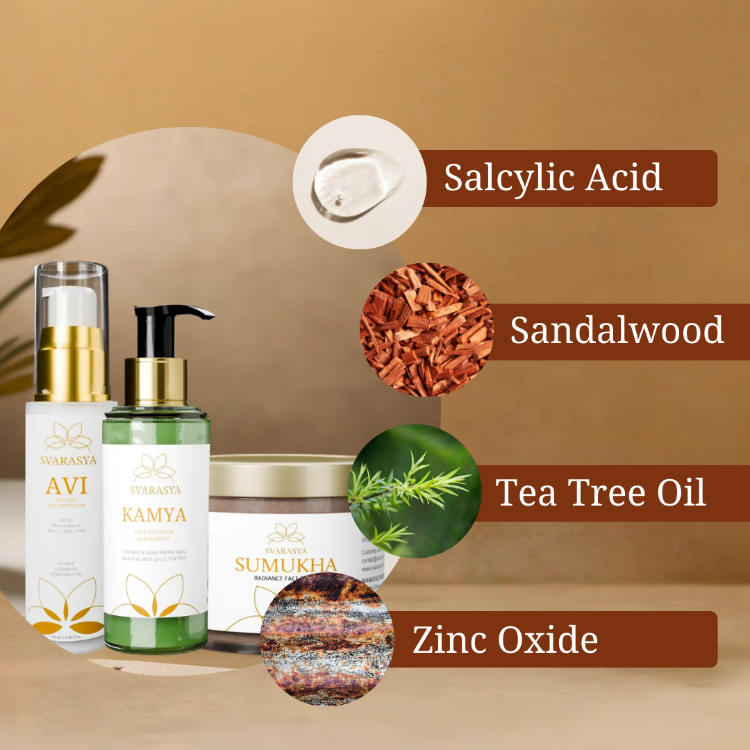 Oily Skin Ritual "Tarunya" for Anti-Aging & Blemish-Free Skin | Face Wash, Ubtan & Sunscreen