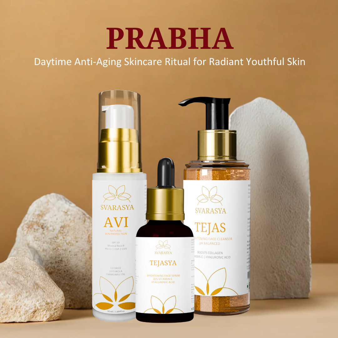 Daytime Ritual "Prabha" for Anti-Aging & Radiant Youthful Skin | Face Cleanser, Face Serum & Sunscreen