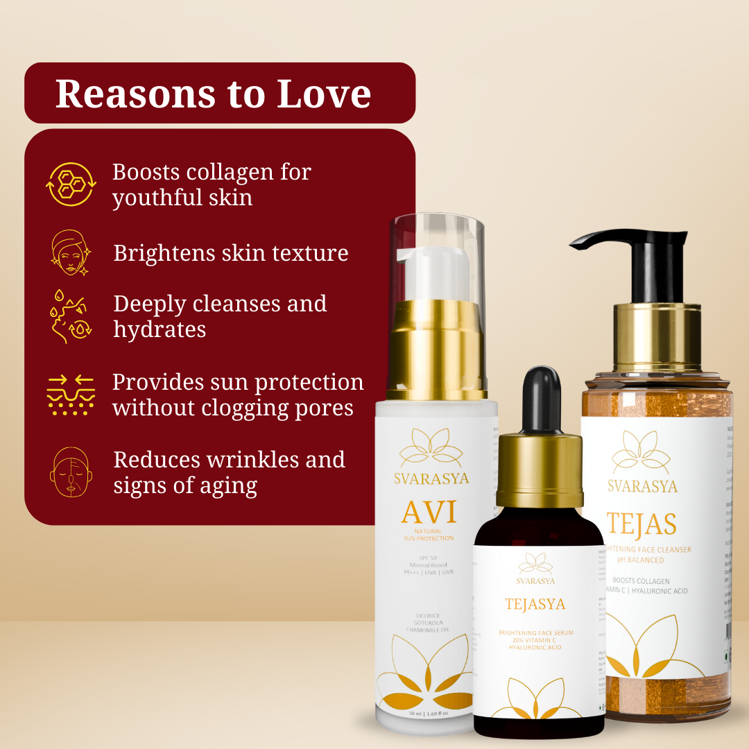 Daytime Ritual "Prabha" for Anti-Aging & Radiant Youthful Skin | Face Cleanser, Face Serum & Sunscreen