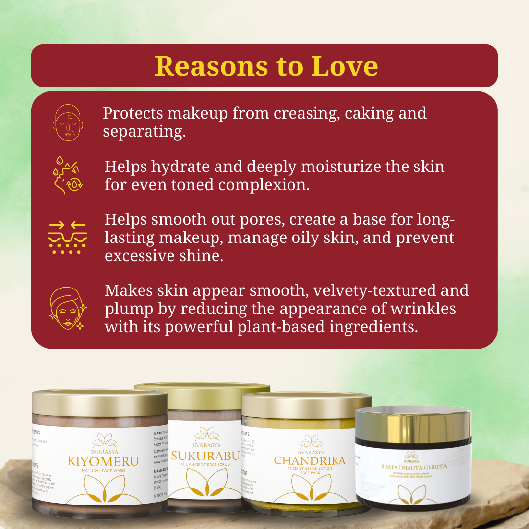 Dry Skin ‘Pre-MakeUp Primer’ Ritual "SAUNDARYA" for Clear, Velvety, & Luminous finish for| Face Wash, Scrub, Face Mask & Moisturizer