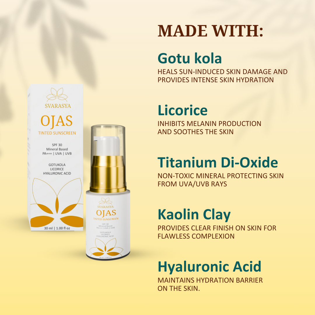 Ojas Tinted Sunscreen : SPF-30 PA+++ Mineral Based Sunscreen for Flawless Sun Protection