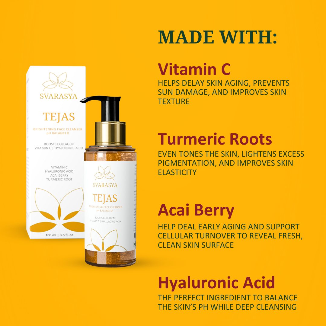 Tejas- The Collagen-Boosting 20% Vitamin C + Turmeric Face Cleanser For Skin Brightening