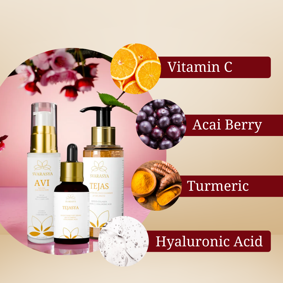 Daytime Ritual "Prabha" for Anti-Aging & Radiant Youthful Skin | Face Cleanser, Face Serum & Sunscreen