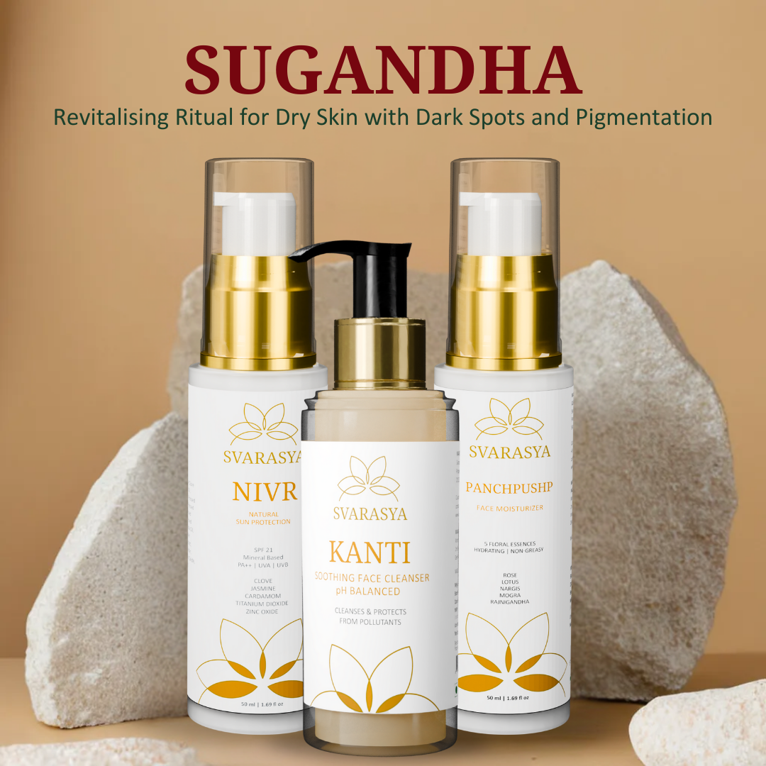 Dry Skin Ritual "Sugandha" for Dark Spots and Pigmentation | Face Wash, Moisturiser & Sunscreen