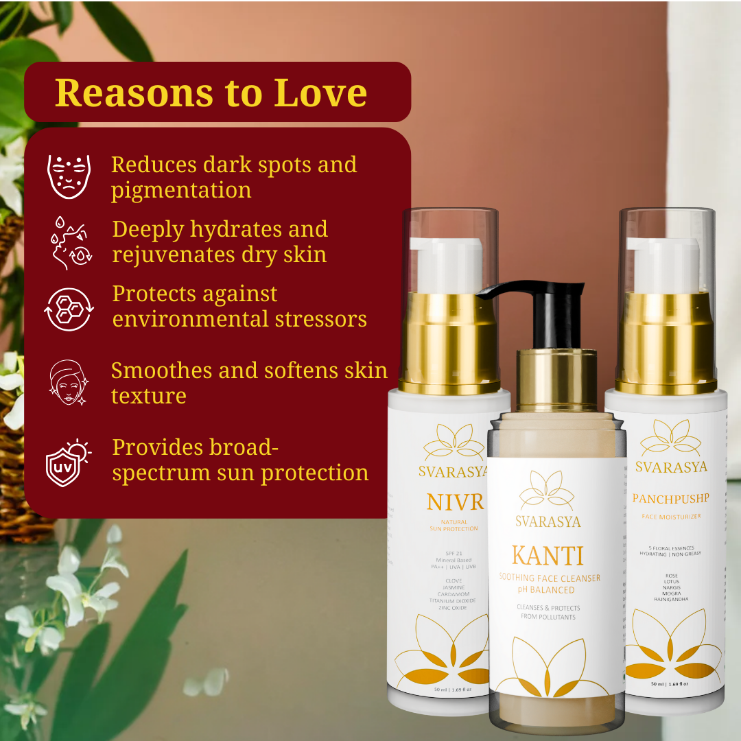 Dry Skin Ritual "Sugandha" for Dark Spots and Pigmentation | Face Wash, Moisturiser & Sunscreen