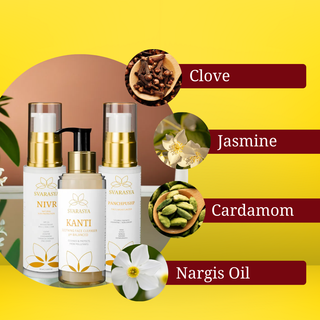 Dry Skin Ritual "Sugandha" for Dark Spots and Pigmentation | Face Wash, Moisturiser & Sunscreen