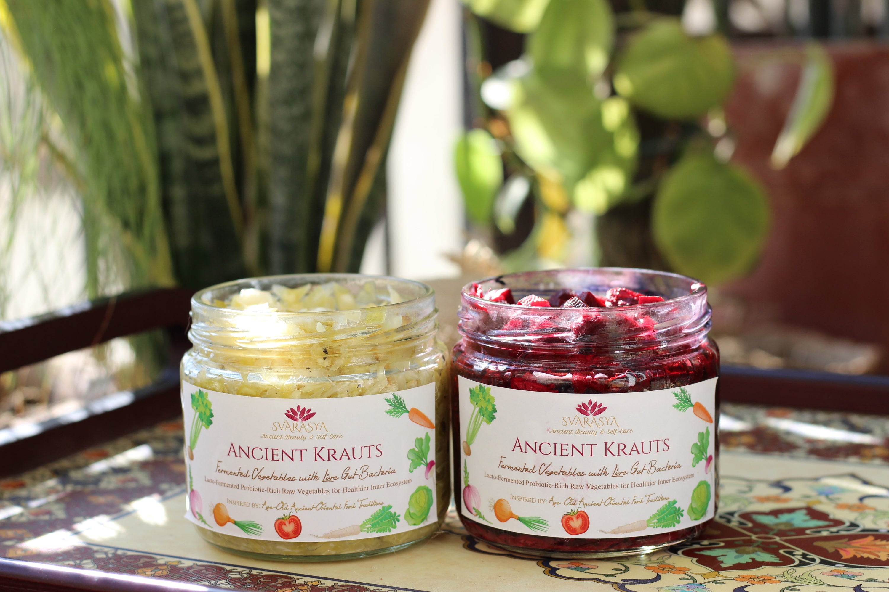 Svarasya's Ancient Krauts help optimize digestion by replacing the community of bad gut bacteria with good gut bacteria with regular consumption. The Ancient Krauts aid healthy digestion & strong immunity which is directly related to how we look & feel!